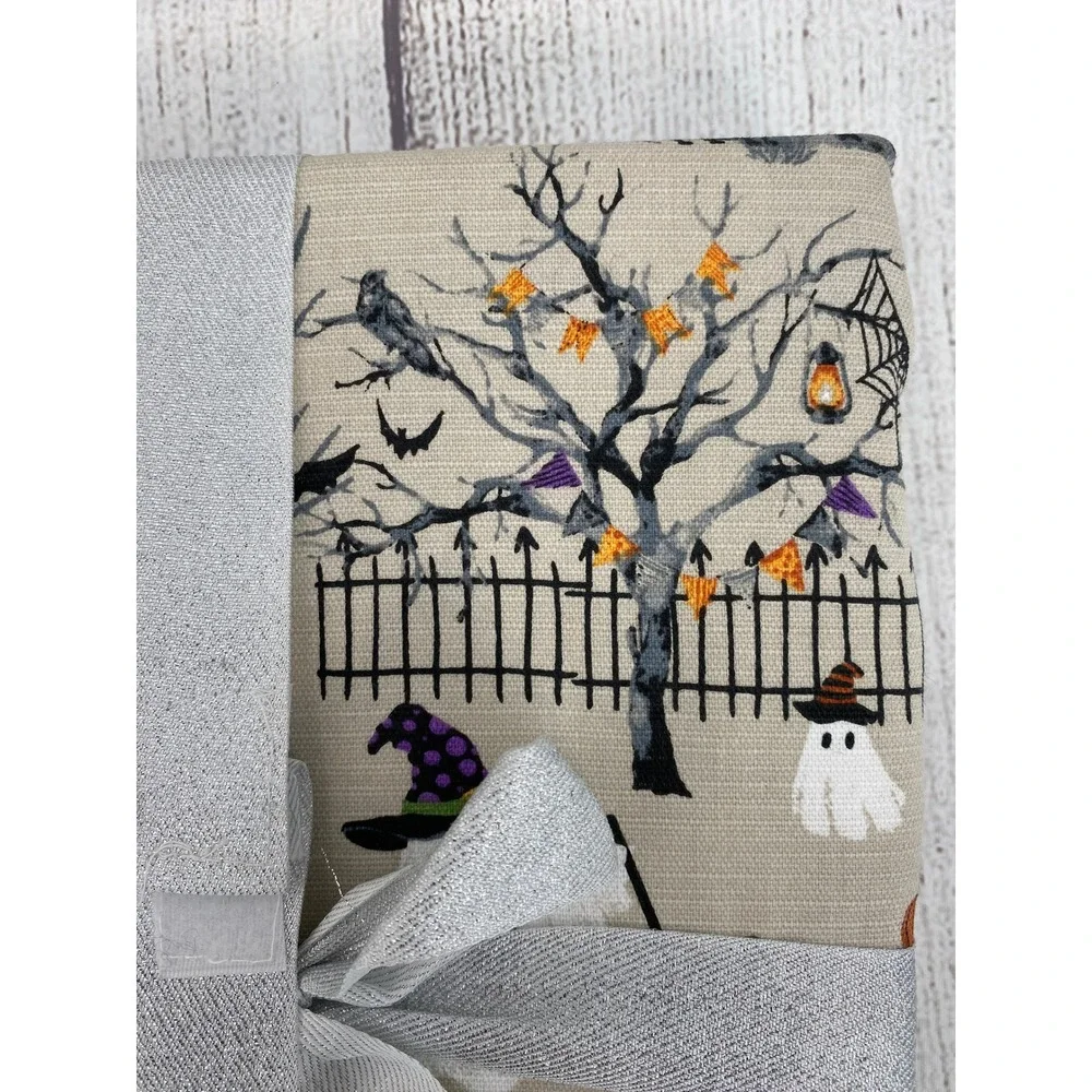 Lunaville Tablecloth Halloween 60x102 Tan Ghost Cat Pumpkin Oblong Fall Autumn